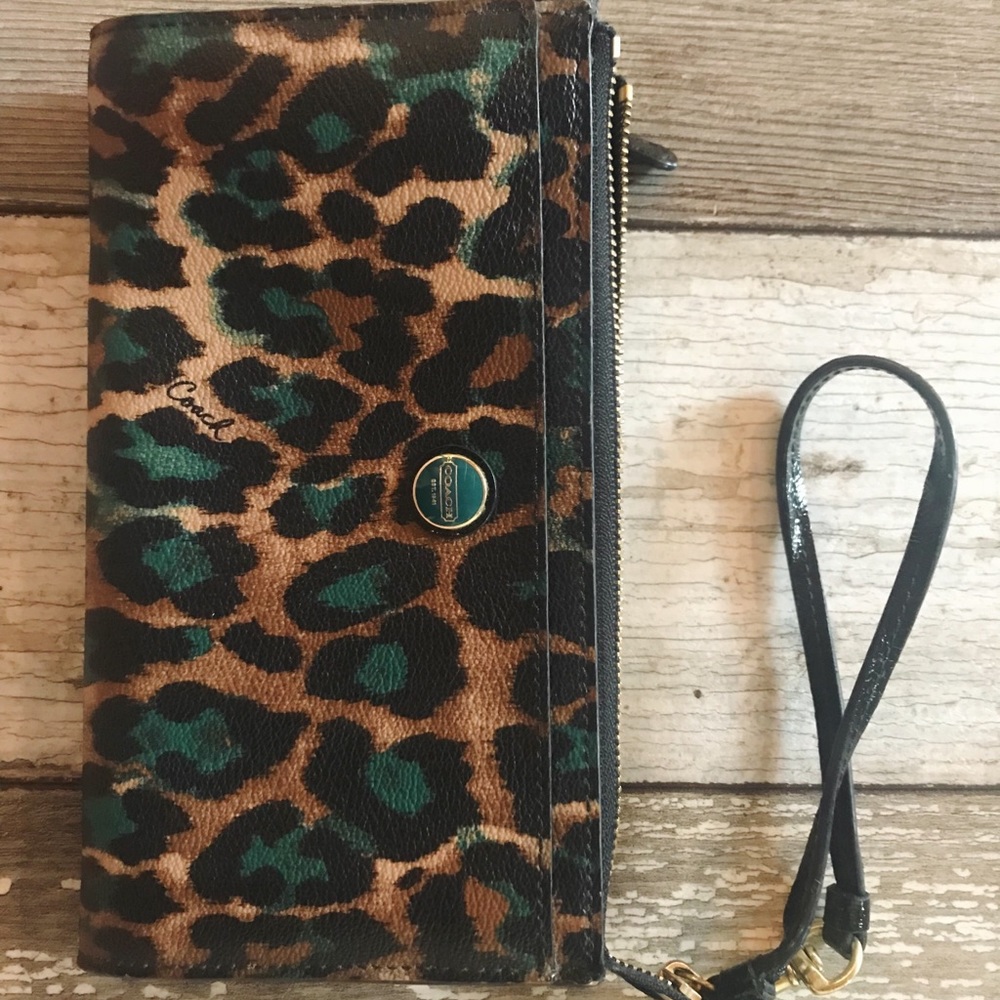 Coach cheetah wristlet